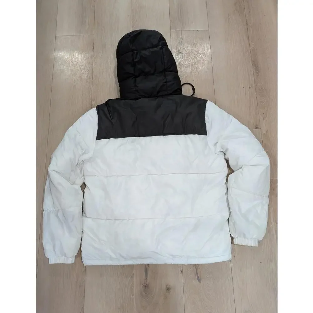 Mens Aeropostale Remixed Down White‎ Black Hooded Full Zip Winter Jacket Size M